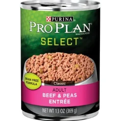 Purina Pro Plan Complete Essentials Grain-Free Classic Beef and Peas Pate Entrée Adult Canned Dog Food - 13 Oz - Case of 12