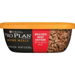 Purina Pro Plan Complete Essentials Chunks in Gravy Beef and Wild Rice Adult Wet Dog Food Trays - 10 Oz - Case of 8