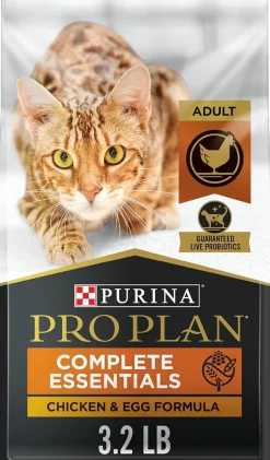 Purina Pro Plan Complete Essentials Grain-Free High-Protein Natural Chicken and Egg Adult Dry Cat Food - 3.2 Lbs - Case of 6