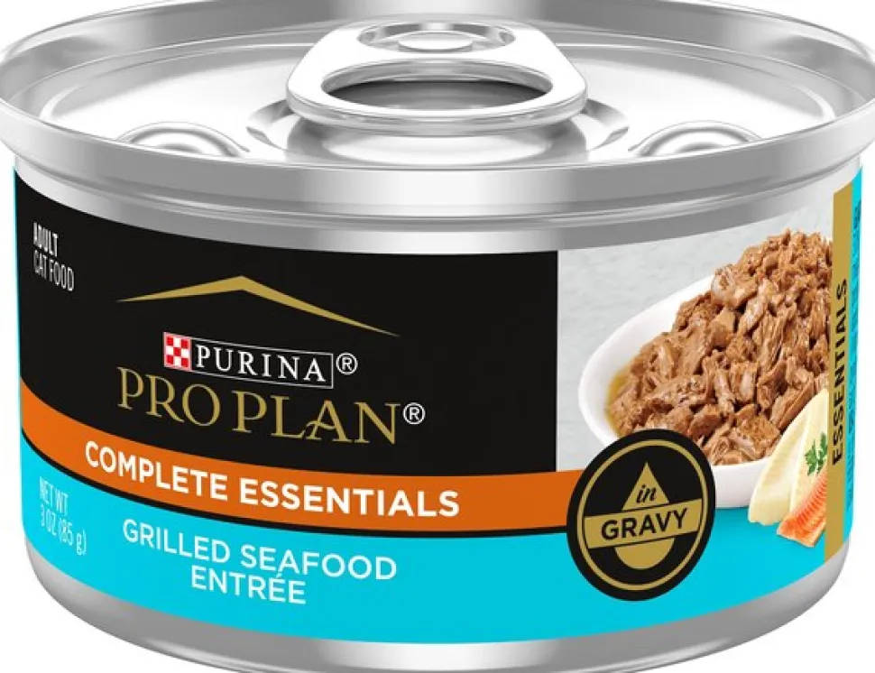 Purina Pro Plan Complete Essentials Grilled Seafood and Gravy Entrée Canned Cat Food - 3 Oz - Case of 24