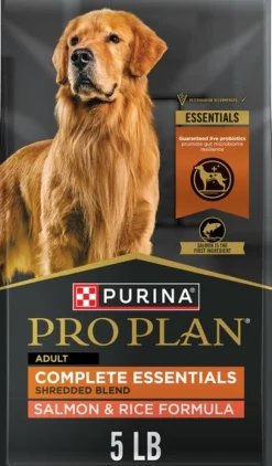 Purina Pro Plan Complete Essentials Shredded Blend Salmon and Rice Dry Dog Food - 5 Lbs - Case of 5