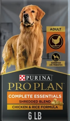Purina Pro Plan Complete Essential Shredded Blend Chicken and Rice Dry Dog Food - 6 Lbs - Case of 5