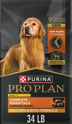 Purina Pro Plan Complete Essentials Savor Shredded Blend Chicken and Rice 7+ Senior Adult Dry Dog Food - 34 Lbs