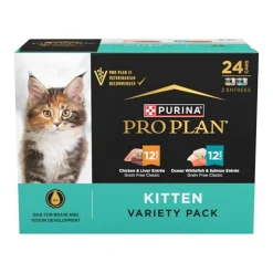 Purina Pro Plan Focus Salmon Oceanfish Whitefish Tuna Liver and Chicken with Gravy Canned Cat Food - Variety Pack - 5.5 Oz - Case of 12 - 2 Pack