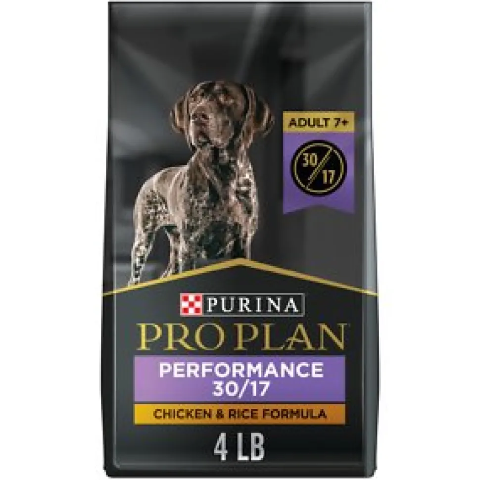 Purina Pro Plan Performance 30/17 Chicken and Rice Formula Adult 7+ Dry Dog Food - 4 Lbs - Case of 6