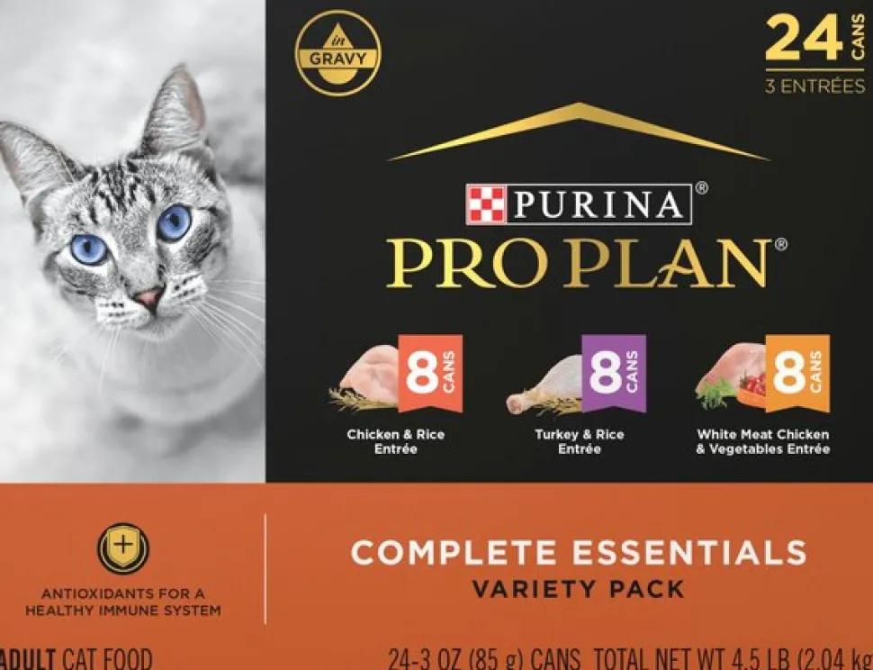 Purina Pro Plan Savor Chicken Turkey and Vegetables in Gravy Canned Cat Food - Variety Pack - 3 Oz - Case of 12 - 2 Pack