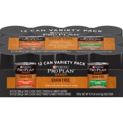 Purina Pro Plan Savor Grain-Free Classic Entrees Adult Wet Dog Food Variety Pack