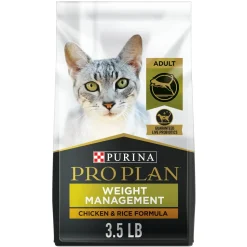 Purina Pro Plan Weight Management High-Protein Chicken and Rice Formula Dry Cat Food - 3.5 Lbs - Case of 6