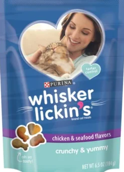 Purina Whisker Licken's Crunchy and Yummy Chicken and Seafood Crunchy Dog Treats - 6.5 Oz - Case of 7