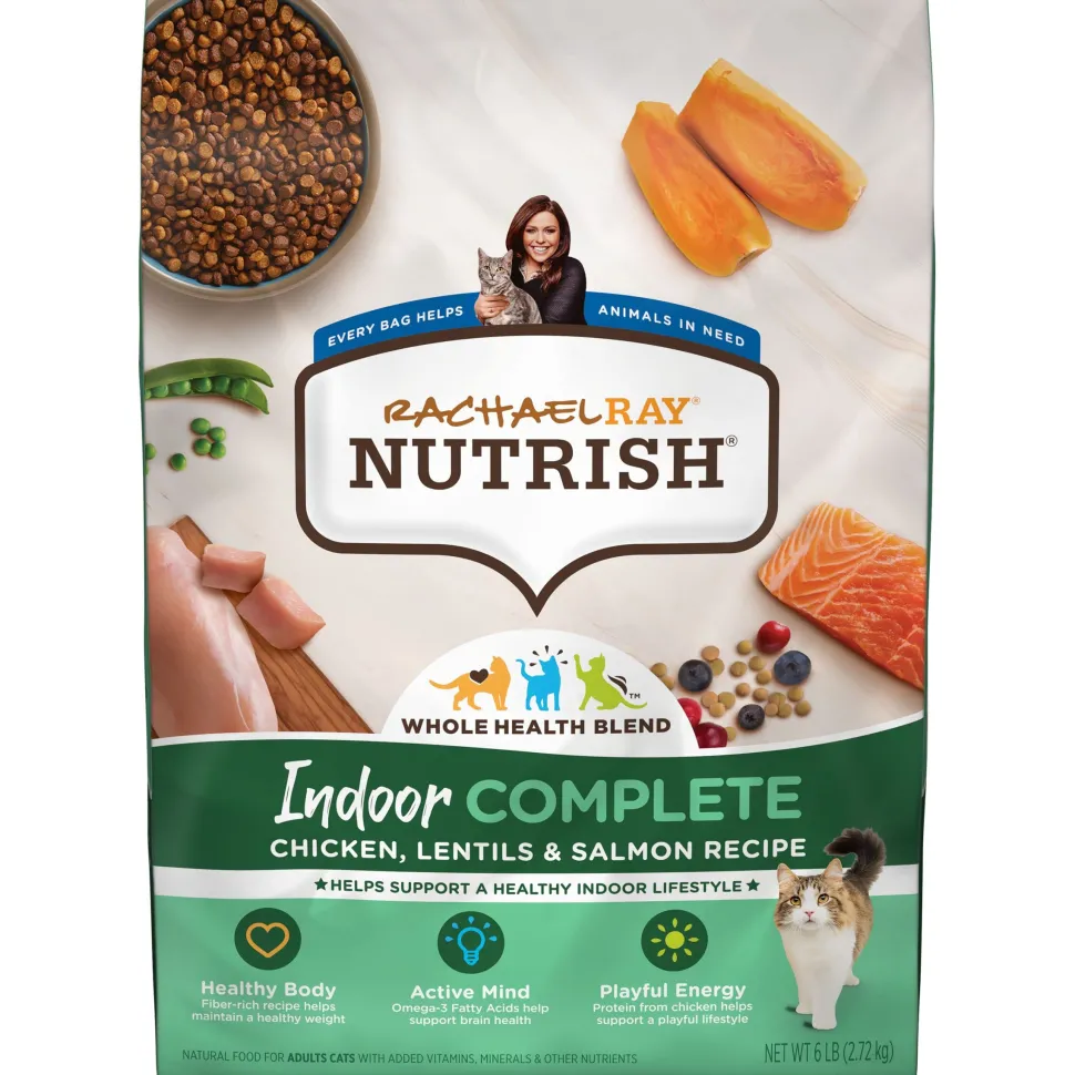 Rachael Ray Nutrish Indoor Complete Chicken and Salmon with Lentils Dry Cat Food - 6 Lbs