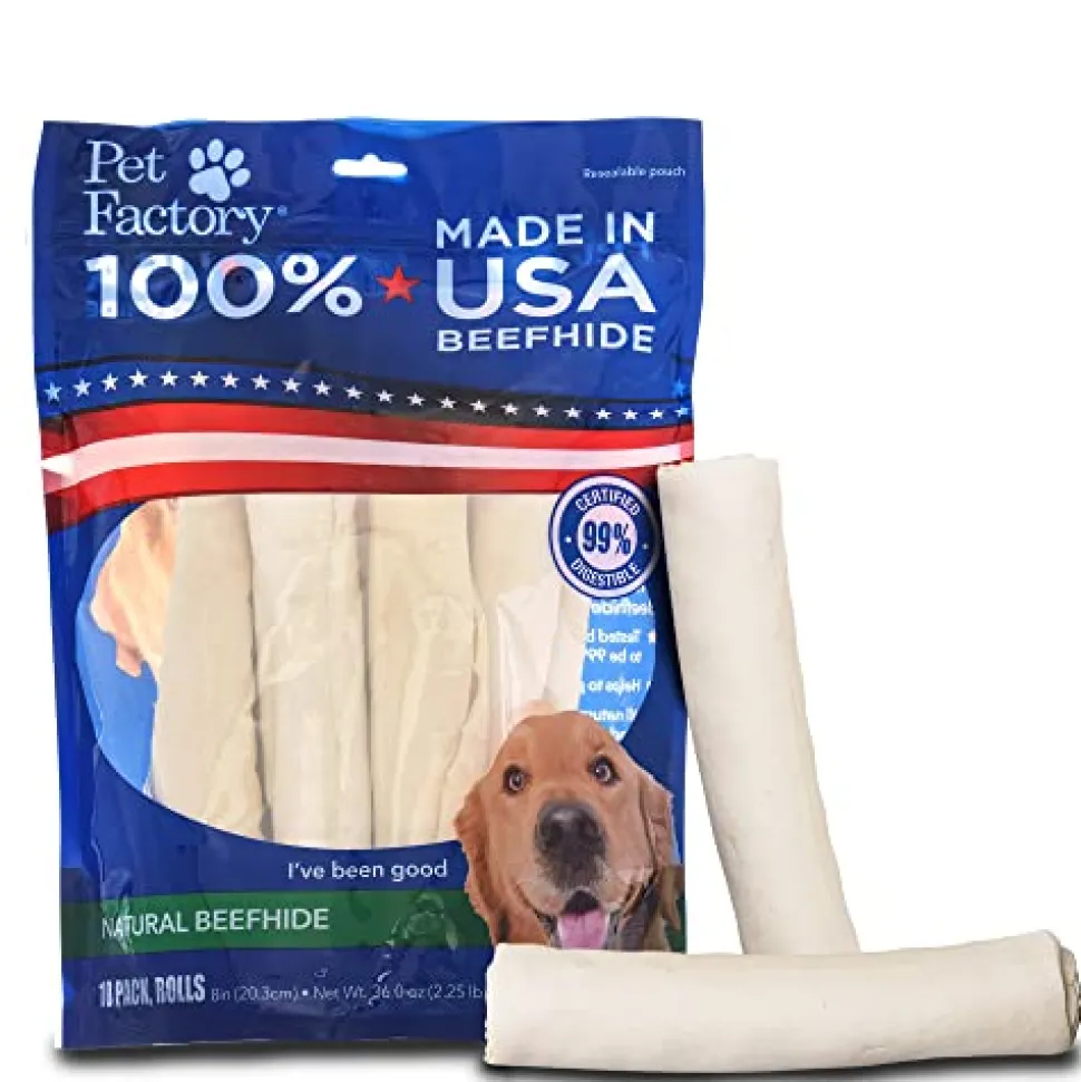 Rawhide Express Value Pack Beefhide Natural Dog Chew Rolls - 9-10" Inches - 4 Lbs - 12 Pack