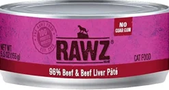 Rawz 96% Beef & Liver Pate Canned Cat Food - 5.5 oz - Case of 24