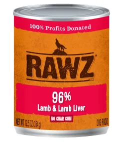Rawz 96% Lamb & Lamb Liver Pate Canned Dog Food - 12.5 oz - Case of 12