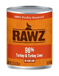 Rawz 96% Turkey & Turkey Liver Pate Canned Dog Food - 12.5 oz - Case of 12
