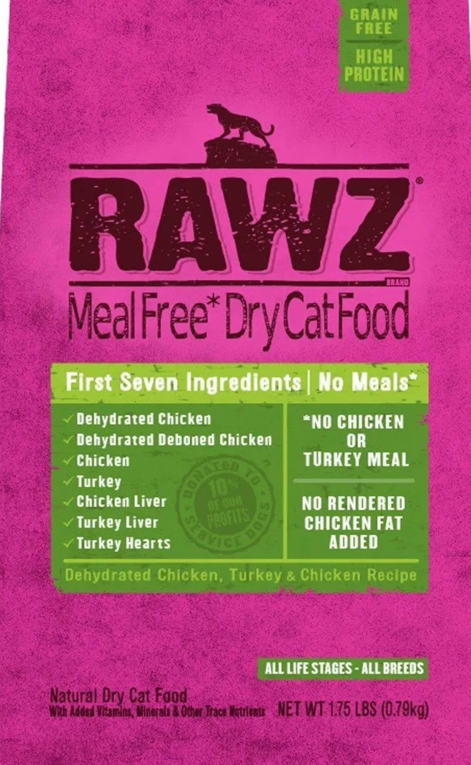 Rawz Meal-Free Chicken & Turkey Dry Cat Food - 1.75 lb Bag