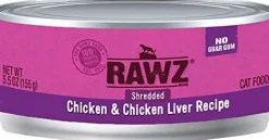 Rawz Shredded Chicken & Chicken Liver Canned Cat Food - 5.5 oz - Case of 24