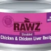 Rawz Shredded Chicken & Chicken Liver Canned Cat Food - 3 oz - Case of 18