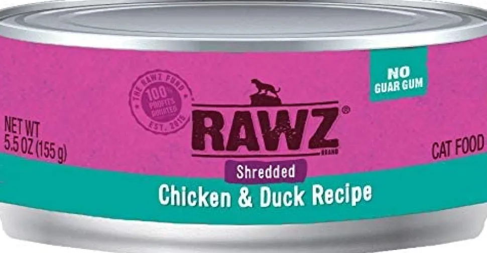 Rawz Shredded Chicken & Duck Canned Cat Food - 5.5 oz - Case of 24