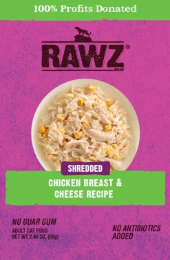 Rawz Shredded Chicken Breast & Cheese Cat Food - 2.46 oz Pouches - Case of 8