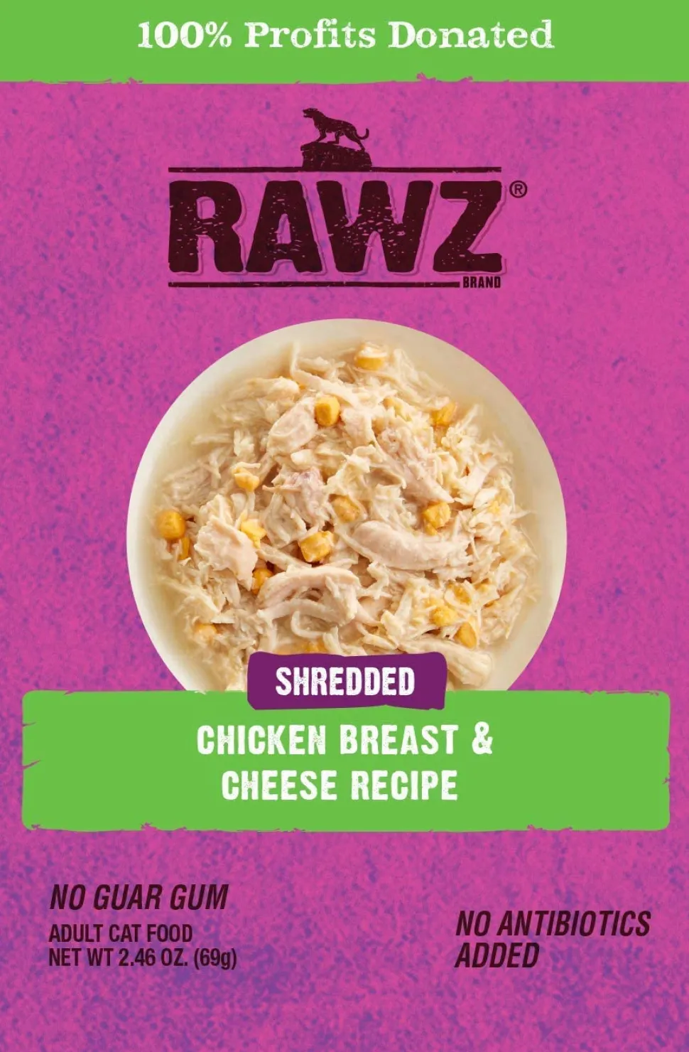 Rawz Shredded Chicken Breast & Cheese Cat Food - 2.46 oz Pouches - Case of 8