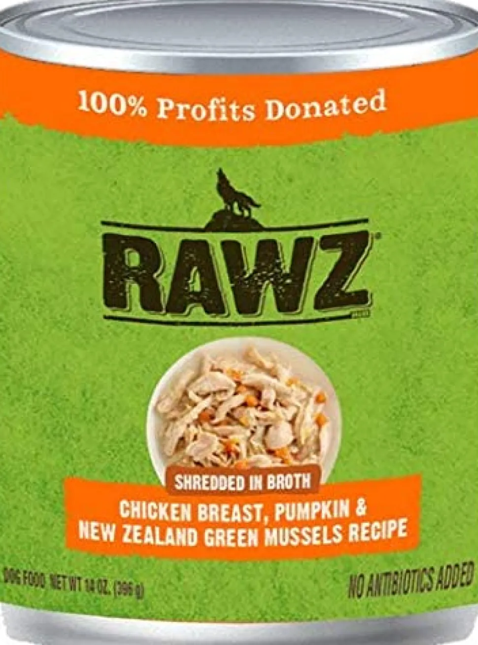 Rawz Shredded Chicken Breast, Pumpkin & NZGM Canned Dog Food - 14 oz - Case of 12