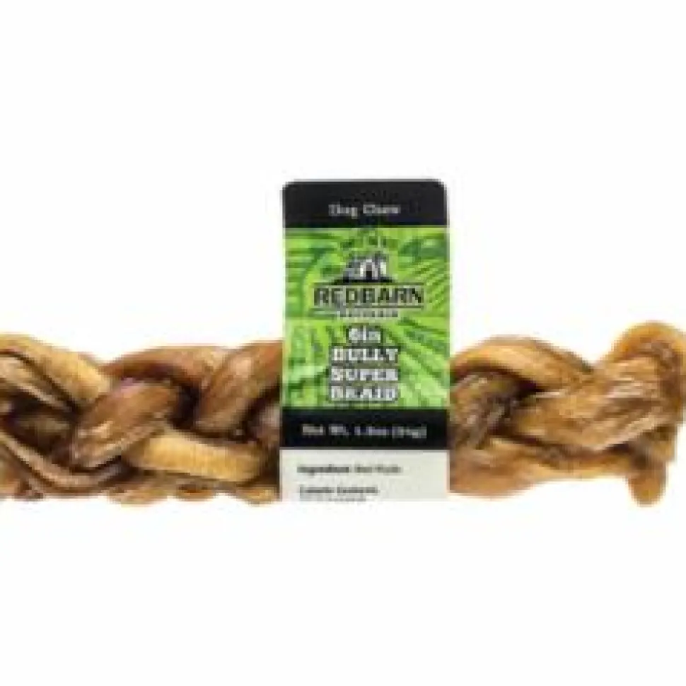 Red Barn Bully Stick Braided Natural Dog Chews - 12 Inches - 2 Pack - Case of 12