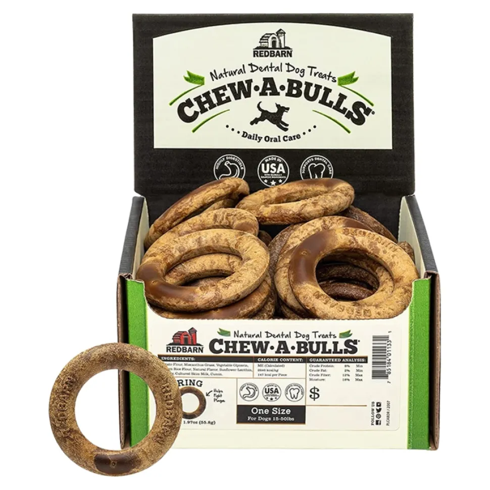Red Barn Chew-A-Bulls Ring Shaped Dental Dog Treats - 25 Count