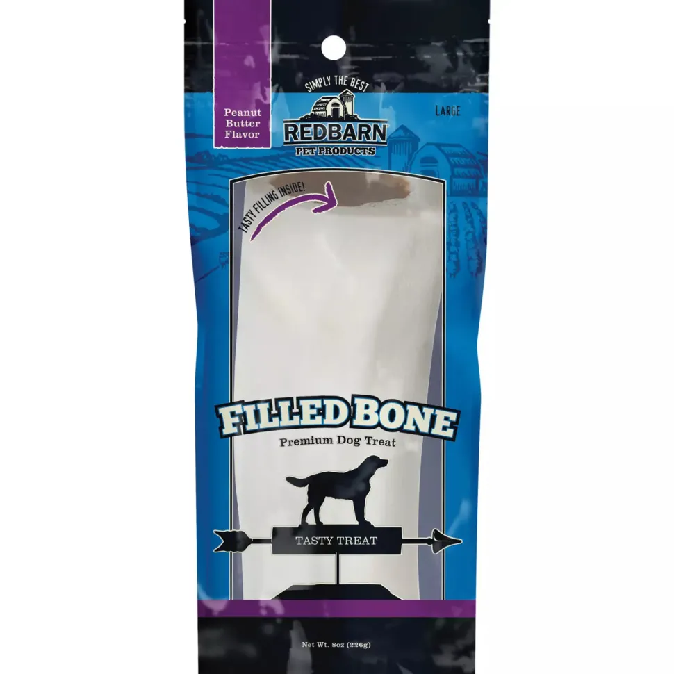 Red Barn Filled Bones Peanut Butter Natural Dog Chews - Large - 8 Oz - Case of 15