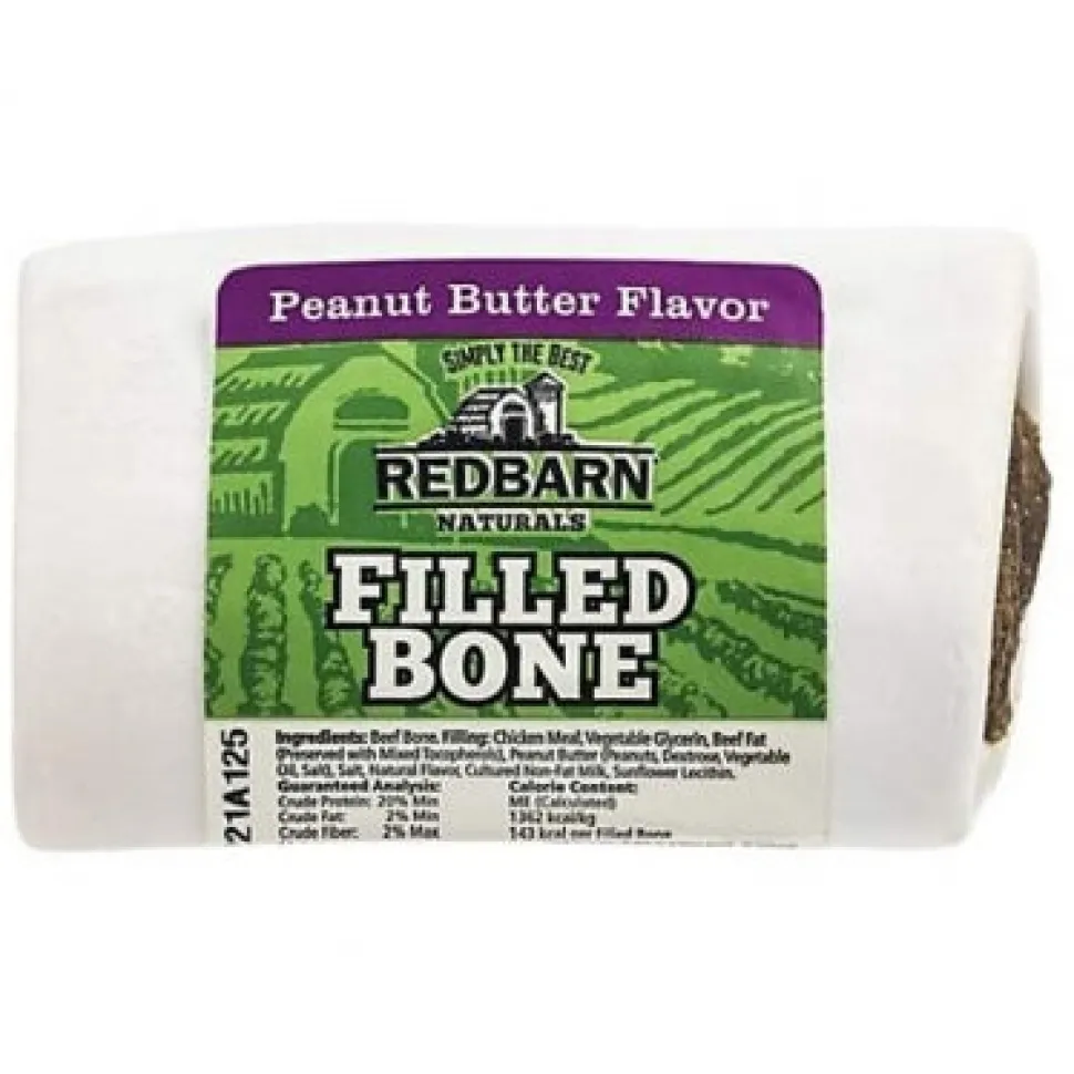 Red Barn Filled Bones Peanut Butter Natural Dog Chews - Small - 3.5 Oz - Case of 20