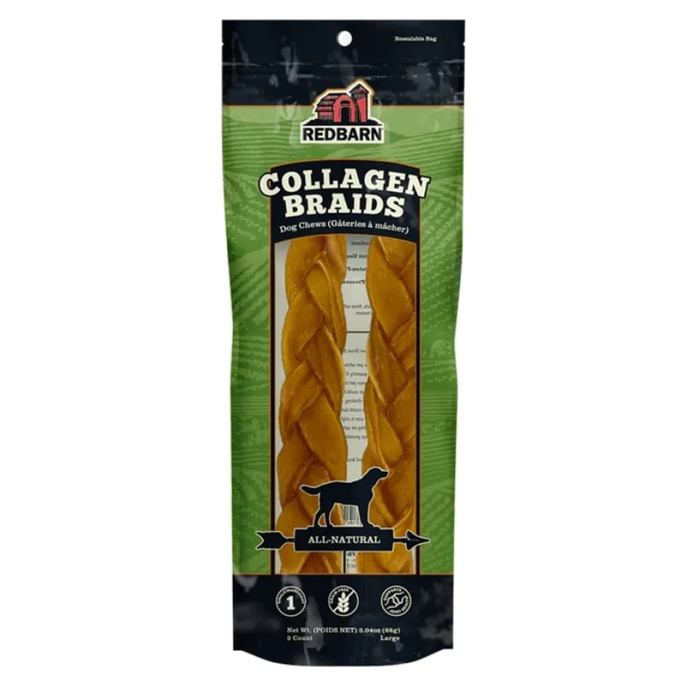Red Barn Puffed Collagen Braided Natural Dog Chews - Large - 2 Pack