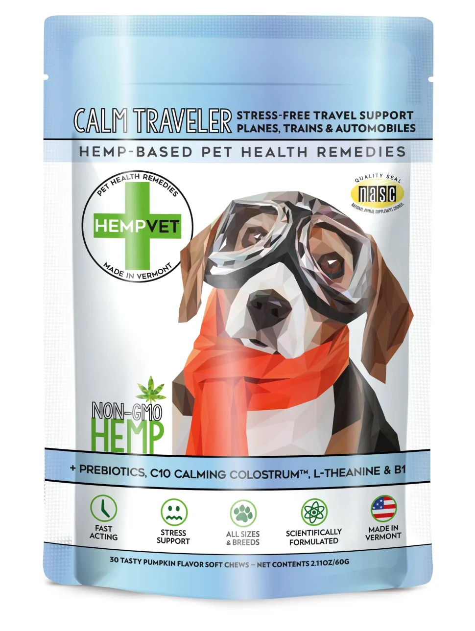 Reilly's Hempvet Calm Traveler with C10 Calming Colustrum Soft Chew Dog Supplements - 2.11 Oz