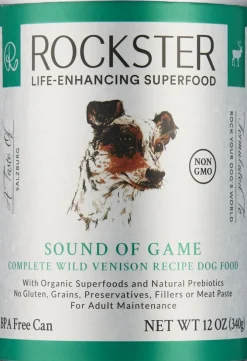 Rockster Sound of Game Premium Venison Organic Canned Dog Food - 12 Oz - Case of 12