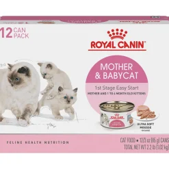 Royal Canin Feline Health Nutrition Mother and Baby Kitten Mousse in Sauce Formula Canned Cat Food - 3 Oz - Case of 12 - 4 Pack
