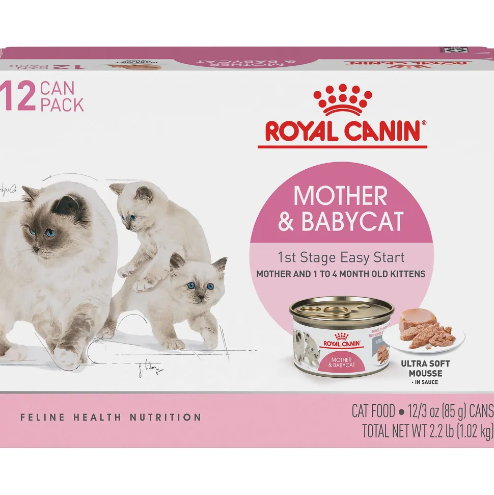 Royal Canin Feline Health Nutrition Mother and Baby Kitten Mousse in Sauce Formula Canned Cat Food - 3 Oz - Case of 12 - 4 Pack