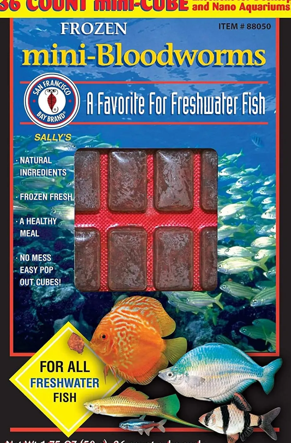 San Francisco Bay Brand Frozen Mini-Bloodworms - 36 Mini Cubes - 1.75 oz