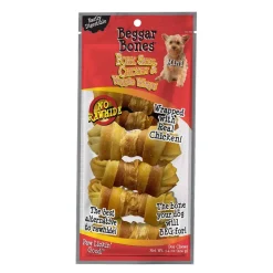 Savory Prime Beggar Bones Pork Skin, Chicken & Veggie Wraps Dog Treats - Small - 7 Pack