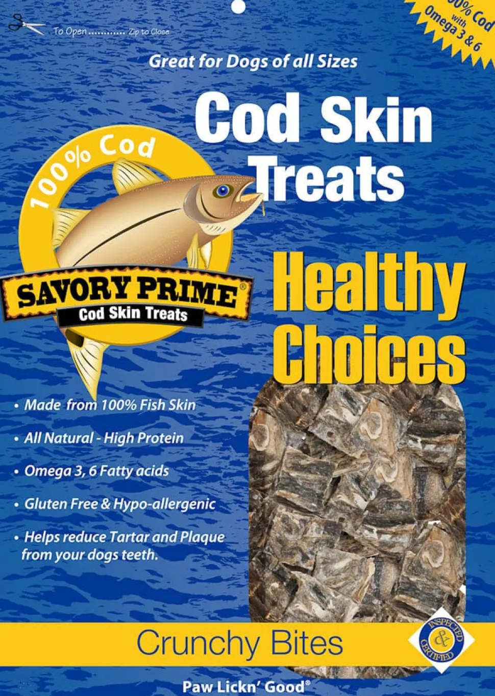 Savory Prime Cod Skin Crunchy Bites Dog Treats - 16 Oz