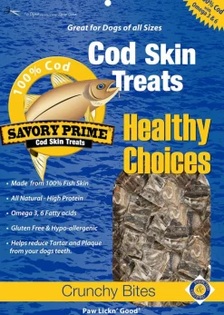 Savory Prime Cod Skin Crunchy Bites Dog Treats - 8 Oz