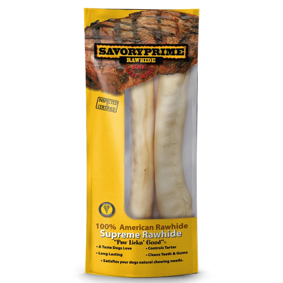 Savory Prime Supreme Rawhide Retriever Roll Natural - 10 in - 2 Pack
