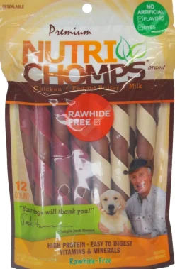 Scott Pet Nutri-Chomps Rawhide-Free Wrapped Mini Twists Assorted Chicken Peanut Butter and Milk Natural Dog Chew Treats - Mini - 12 Count