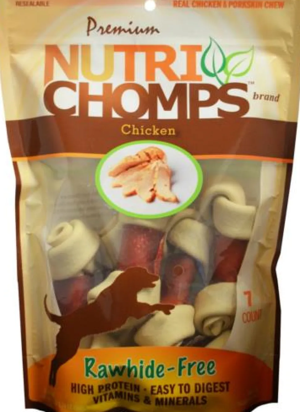 Scott Pet Nutri-Chomps Rawhide-Free Knots Wrapped in Chicken Natural Dog Chew Treats - 4" Inches - 7 Count