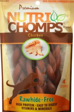 Scott Pet Premium Nutri-Chomps Chicken Braided Natural Dog Chew Treats - 6" Inches - 4 Count