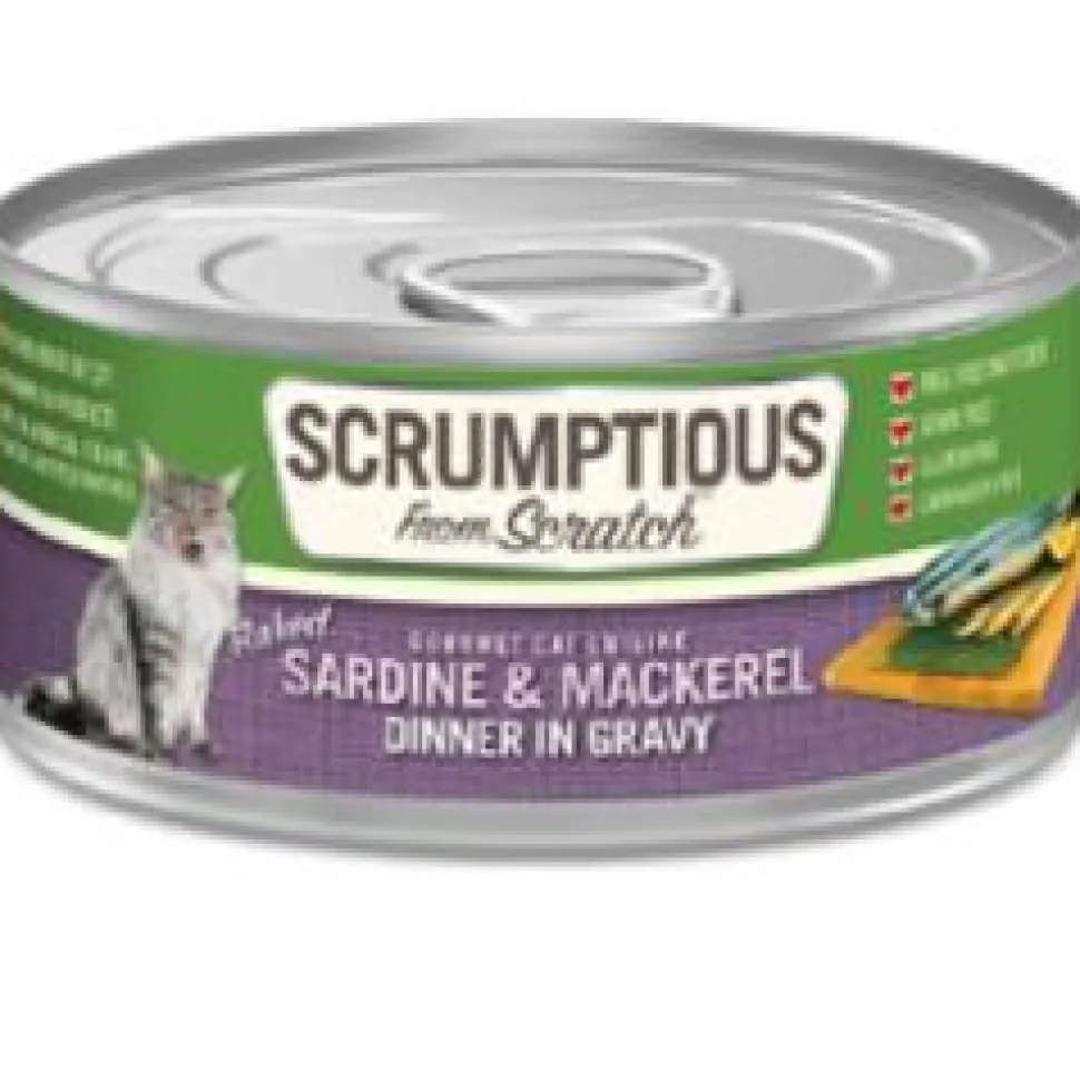Scrumptious Cat Sardine Mackerel Gravy Canned Cat Food - 2.8 Oz - Case of 12