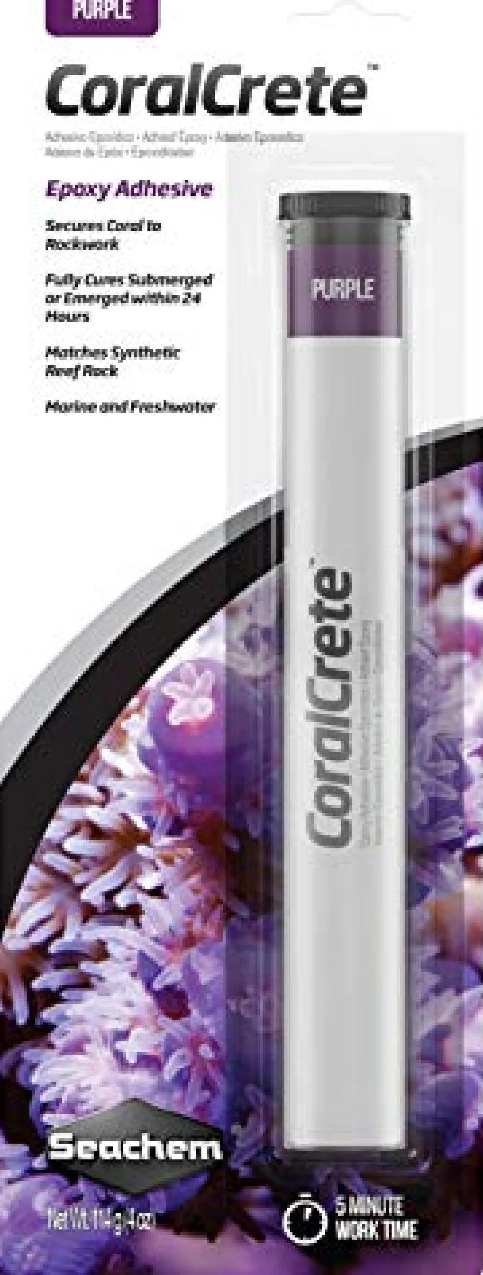 Seachem CoralCrete Epoxy Adhesive - Purple - 114 g