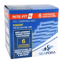 Seapora Rite-Fit A Cartridges for Penguin&reg; Power Filters - 75B/99 (Mini)/99B/100B - 6 pk