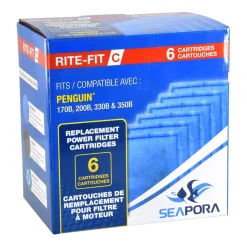 Seapora Rite-Fit C Cartridges for Penguin Power Filters - 170B/200B/330B/350B - 6 pk
