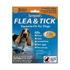 Sergeant's Flea & Tick Squeeze-On for Dogs - 33 - 66 Lbs - 3 Count