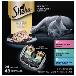 Sheba Perfect Portions CIG Salmon/tuna, Whitefish & Tuna Twin Multi-Pack Wet Cat Food - 2.65 oz - Case of 24