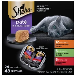 Sheba Perfect Portions Mixed Pate Wh & Tuna/Bf/Chicken Twin Multi-Pack Wet Cat Food - 2.65 oz - Case of 36