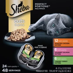 Sheba Perfect Portions Mixed Pate Chicken/Salmon/Turkey Twin Multi-Pack Wet Cat Food - 2.65 oz - Case of 36